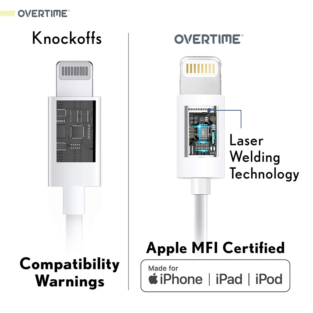 Overtime Lightning Cable (2 Pack 1ft)