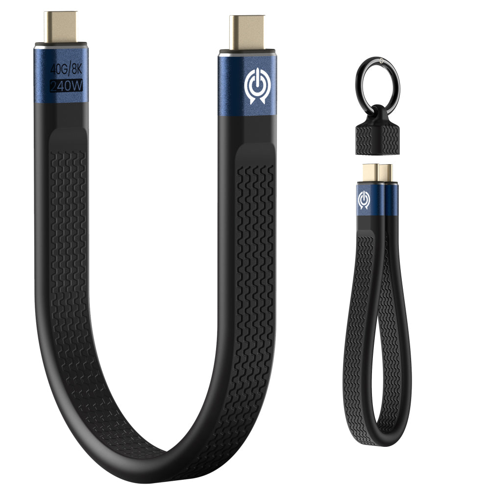 Overtime C15 USB-C to USB-C 240W Fast Charging & Data Cable - 6-Inch Includes Keychain and Cap, Black