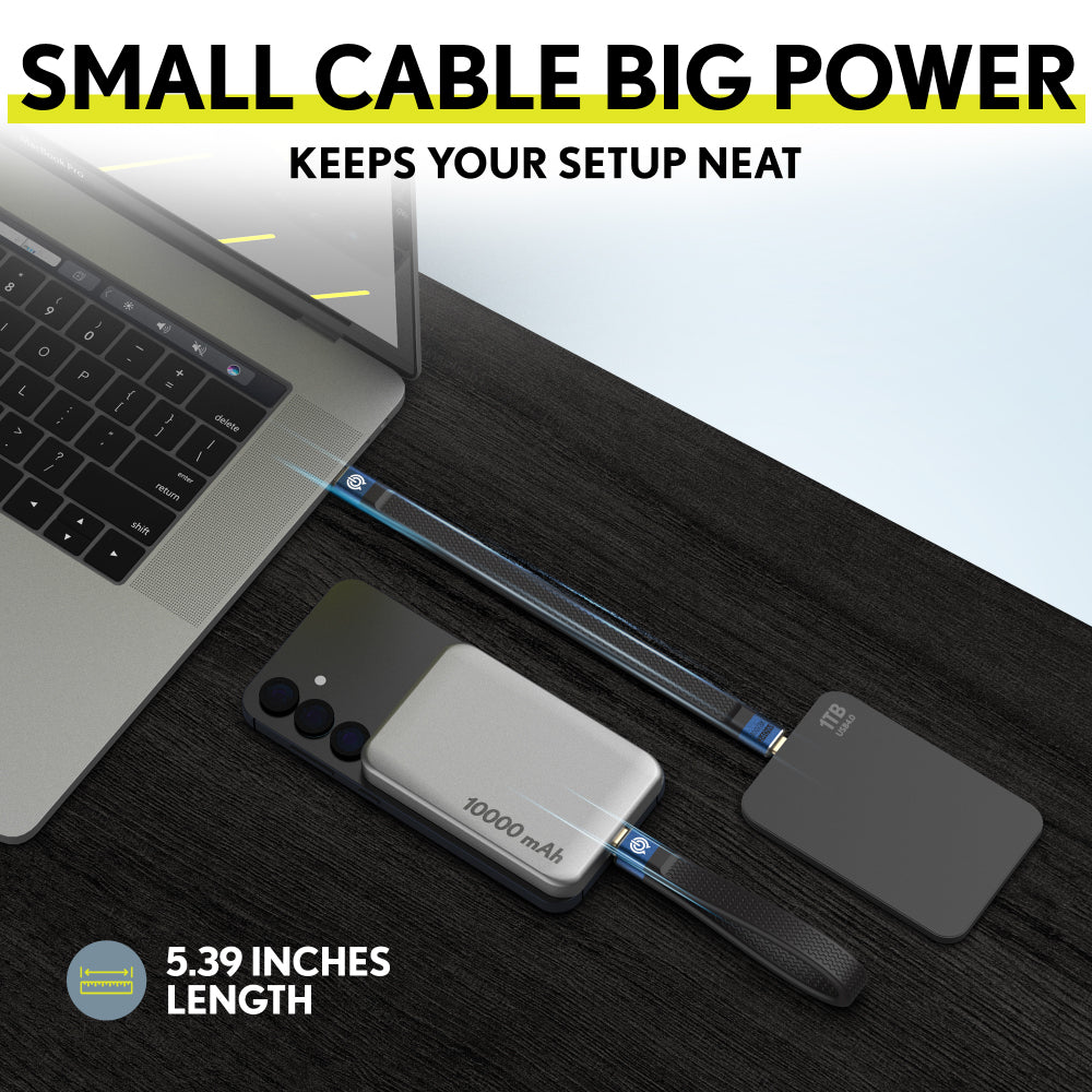 Overtime C15 USB-C to USB-C 240W Fast Charging & Data Cable - 6-Inch Includes Keychain and Cap, Black