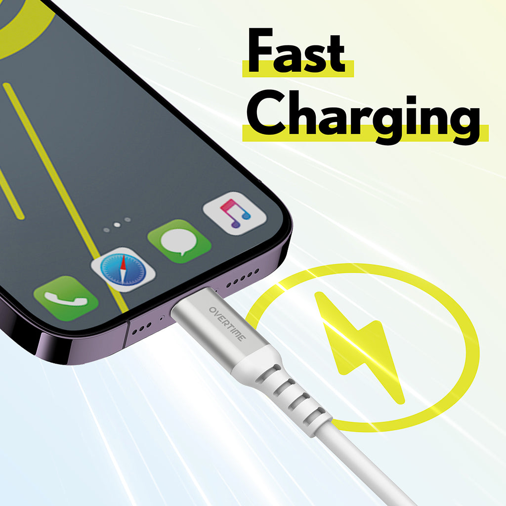 Overtime 3-Pack USB-C to Lightning Cables Bundle, White