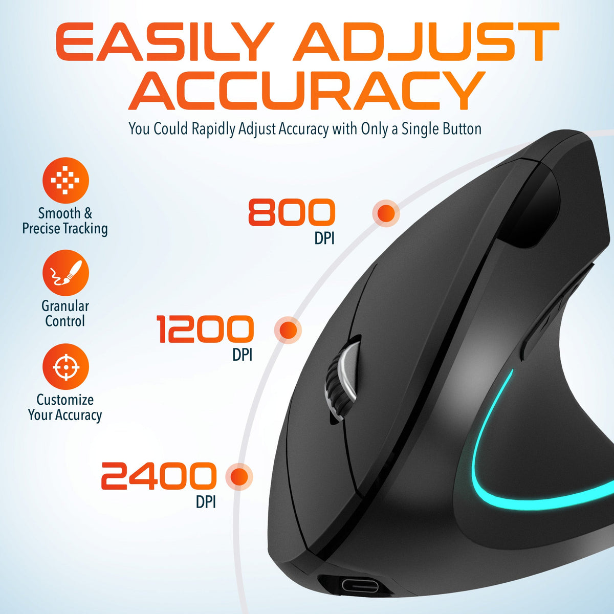 Mouse Ergonomic Wireless Rechargeable