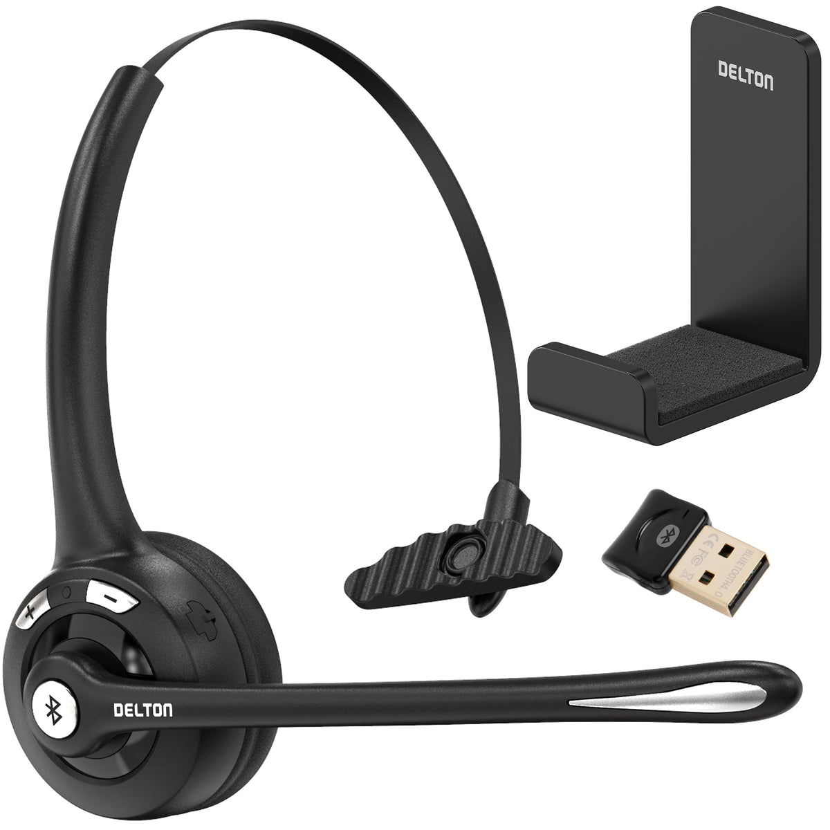 Delton 10X Trucker/Office Bluetooth Headset with Mic + USB Dongle + Hook