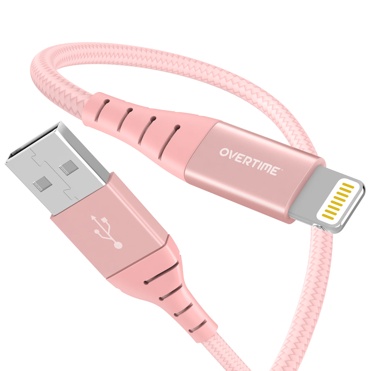 Overtime 6Ft Braided USB to Lightning Cable - Rose Gold