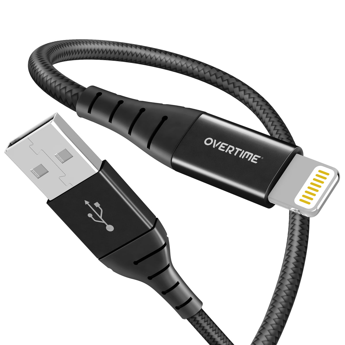 Overtime 6Ft Braided USB to Lightning Cable - Black