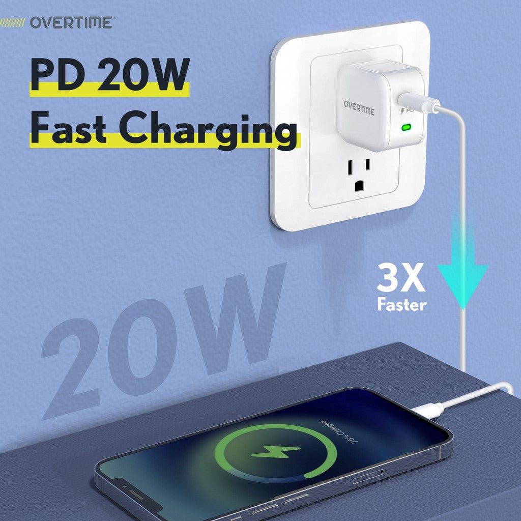 iPhone Charger Set: 20W Wall Charger with Lightning to USB-C Cable (6ft)