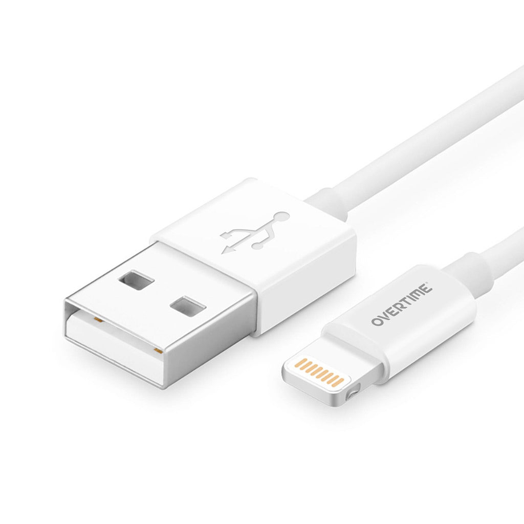 Overtime 10Ft iPhone Charger Cord | Apple MFI Certified USB to Lightning Cable - White (2-Pack)