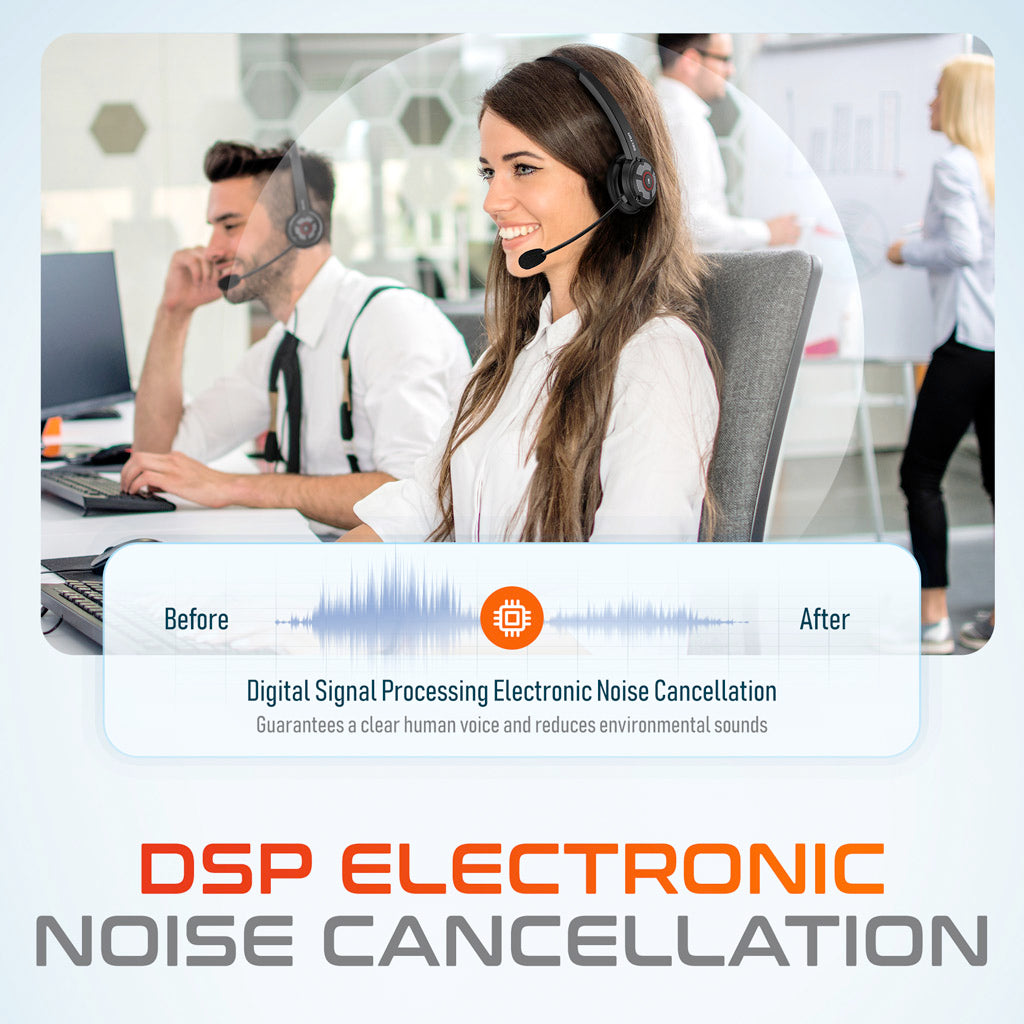 Delton 50X Electronic Noise Cancelling Executive Computer Headset + Charging Dock