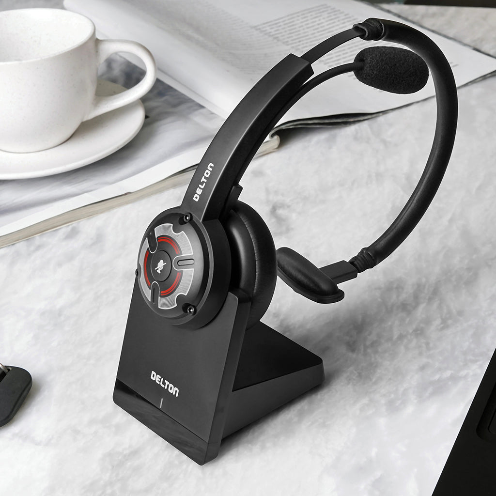 Delton 50X Electronic Noise Cancelling Executive Computer Headset + Charging Dock + Auto Pairing USB Dongle